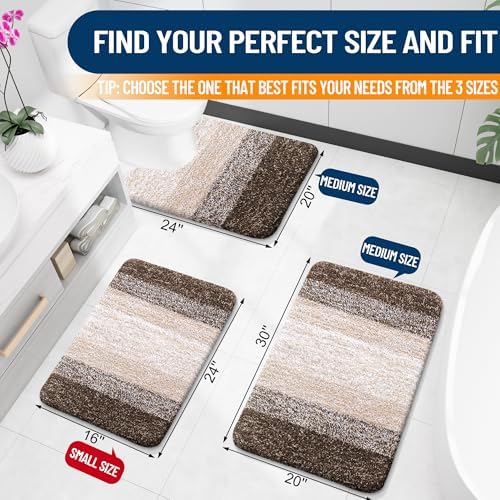 OLANLY Small Bathroom Rugs 24x16, Extra Soft Absorbent Microfiber Bath Rugs - Image 2