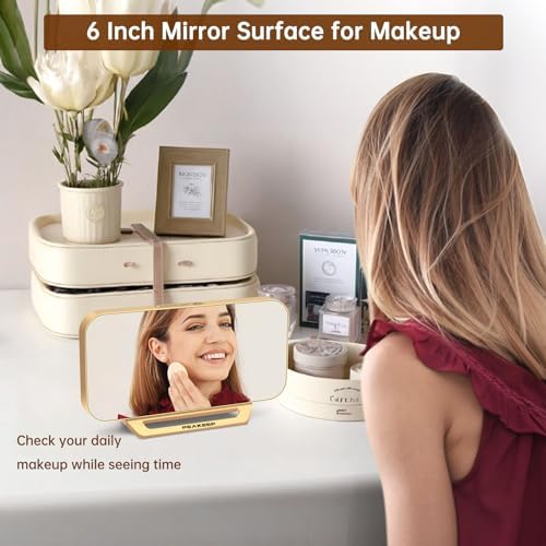 Peakeep Slim Digital Mirror Aesthetic Alarm Clock for Bedrooms Desk Decor - Image 3