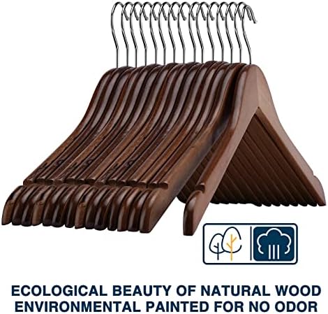 Wooden Shirt Hangers - Pack of 30 Sturdy Wood Hangers, Ideal for Laundry & Everyday Use, Heavy Duty, Walnut - Image 3