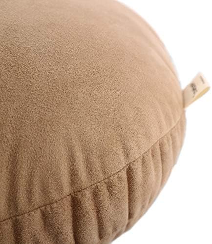 Round Throw Pillow for Kids 18x18 100% Down-Like Polyester Super Soft Filling Decor Cushion Ultra Fluffy Feather-Like Touch Floor Pillow for Couch Bed Sofa Car, Khaki, 1 Piece, 18 Inches - Image 5