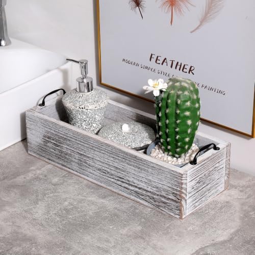 Bathroom Decor Box with Metal Handles, 15.7" x 6" x 3.9"-White - Image 6
