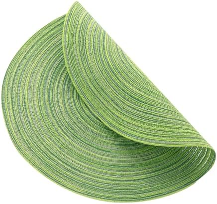 SHACOS Round Placemats Set of 8 Washable 15 inch Round Table Mats Braided Non Slip Fabric Place Mats for Dining Table Indoor Outdoor (Mixed Color Pea Green, 8) - Image 4