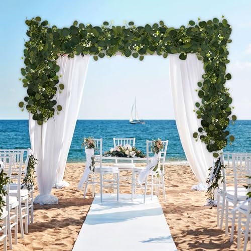 YIJXPOIN 4Pcs Eucalyptus Garland, 6FT Green Flower Garland Decor, Artificial Faux Eucalyptus Leaves Greenery Vines for Table Runner Wedding Bedroom Mantle Centerpieces Backdrop Decorations - Image 5