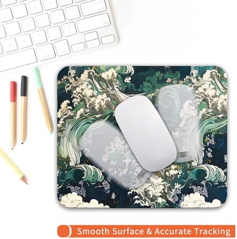 Square Mouse Pad Japanese Art,Personalized Premium-Textured Custom Mouse Mat Design,Washable Mousepad Lycra Cloth,Non-Slip Rubber Base Computer Mouse Pads for Wireless Mouse - Image 4