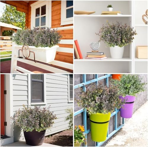 RECUTMS 12 Bundles Artificial Eucalyptus Greenery Stems 13In Dusty Purple - Image 3