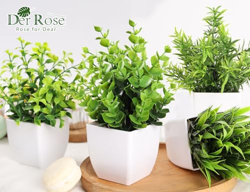 Der Rose 6 Pack Small Potted Fake Plants for Bathroom Home Decor Indoor - Image 4