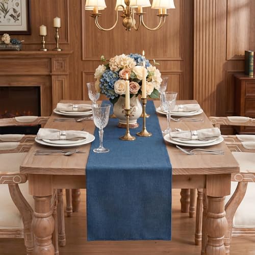Artoid Mode Navy Blue Table Runner, Seasonal Summer Fall Washable Kitchen Dining Table Decoration for Home Party Decor 13x72 Inch - Image 2