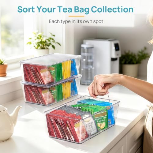 Vtopmart 4 Pack Pantry Organizer Bins with Lids, Removable Dividers - Image 7