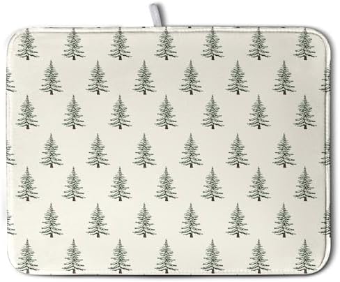 Christmas Tree Dish Drying Mat Winter Xmas Holiday Drying Mats Microfiber Absorbent Dishes Drying Pad Reusable Washable Kitchen Countertop Protector Dish Drainer Rack Mat 18x24 Inch by Kwlegh