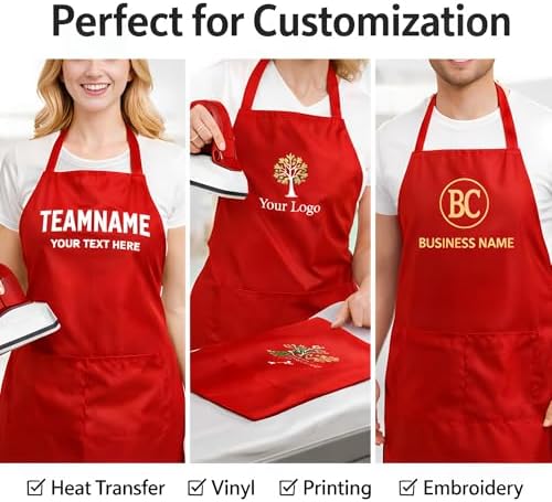 2/6/12/24 Pack Waterproof Aprons Bulk with Pockets, Polyester and PVC Coated Chef Aprons for Cooking, Painting, BBQ - Image 5