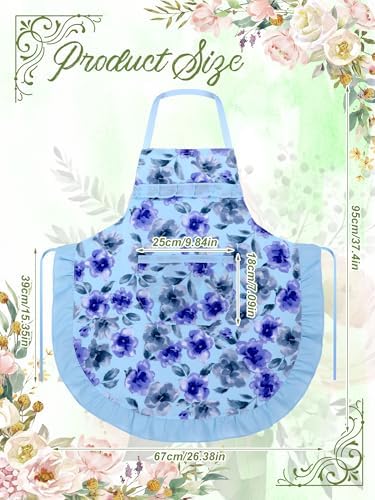 Zhanmai 6 Pack Floral Aprons for Women with 2 Pockets for Kitchen - Image 3