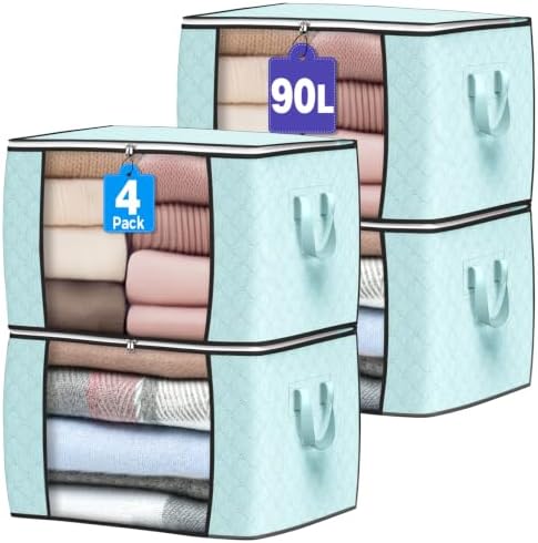 90L Large Storage Bags, 4 Pack Clothes Storage Bins Closet Organizers by BuddingJoy-BuildaJoyfulLifeforYou