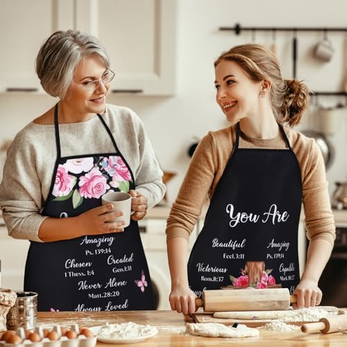 Maiteenly 4 Pcs Christian Sunflower Aprons for Women Religious Aprons Bible Verse Apron First Communion gifts for Women - Image 5