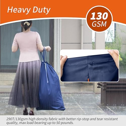 Polecasa Extra Heavy-Duty Laundry Bag with Handles, Navy, 28x36" - Image 3