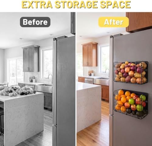 2 Set Magnetic Shelf for Fridge , Fruit Potato & Onion Storage Bins, Pantry Organizers & Storage, Large Container Magnetic Basket for Refrigerator, Kitchen Counter, Cabinet, Magnetic Fridge Organizer - Image 5