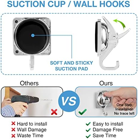 Wreath Hanger, 6 Pack, Silver-Plated Polished Suction Hooks for Window Glass Kitchen Bathroom, Reusable Without Punching for Towel Loofah Robe Coat Wreath Decor, ABS Plastic - Image 2