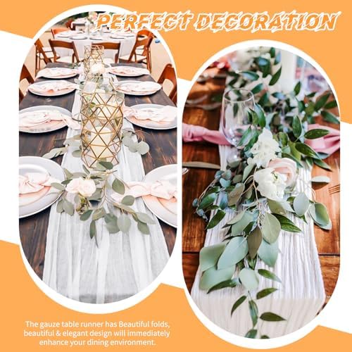 10 Pack White Cheesecloth Table Runner 17x108 Inch Boho Gauze Cheese Cloth Table Runners for Wedding Party Baby Shower Birthday Home Decor - Image 6