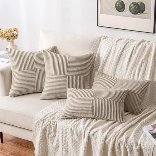 MIULEE Taupe Decorative Throw Pillow Covers for Couch 18x18 Inch - Image 4