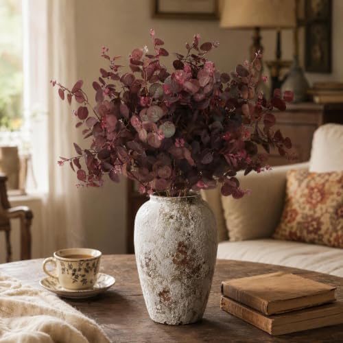 6Pcs 30in Fall Burgundy Artificial Eucalyptus Leaves Stems - Image 4