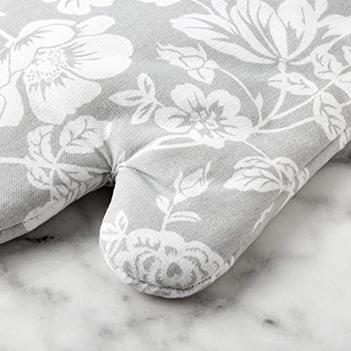 Martha Stewart Floral Vine Oven Mitt 2-Pack Set, Grey, 7"x13" - Image 3
