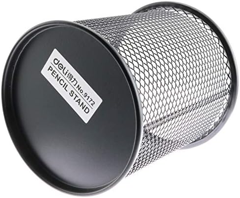 1-Pack Mesh Pen Holder Round Shape Pencil Container Multipurpose Metal Hollow Out Desktop Storage Organizer for Student Stationery Office Supplies(Black) - Image 4