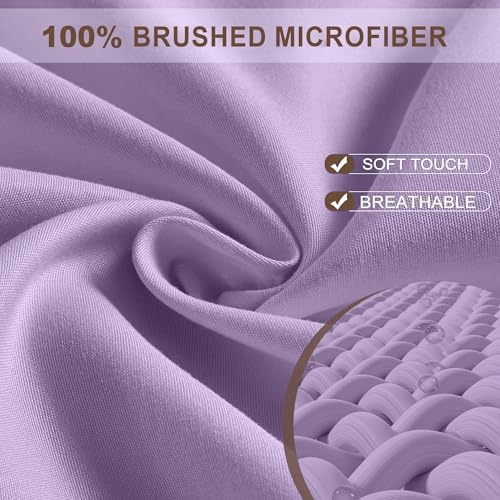 FreshCulture California King Fitted Sheet Only - Hotel Quality Fitted Sheet - Ultra Soft & Breathable - Brushed Microfiber - Deep Pocket - Cooling Fitted Sheets for Cal King Size Bed (Lavender) - Image 2