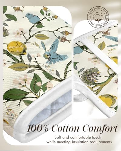 Miss Adola Cotton Oven Mitts and Pot Holders Sets, Lemon Songbird - Image 3