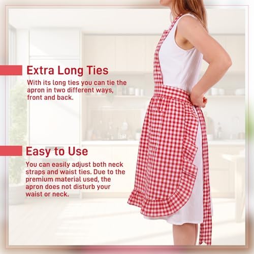 Vintage Apron Ruffle Dress Women 2 Pockets - Image 3