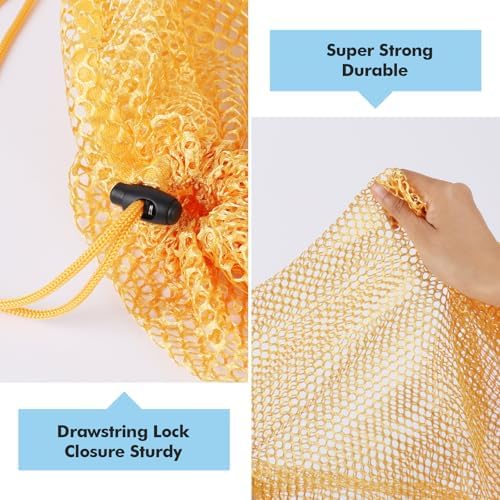 3Pcs Mesh Laundry Bags Washing Machine Mesh Wash Bags Jumbo for Delicates Clothes,Bed Linen,Toys with Drawstring Closure Sturdy(3 XXLarge 28 x 26 Inches, Yellow) - Image 4