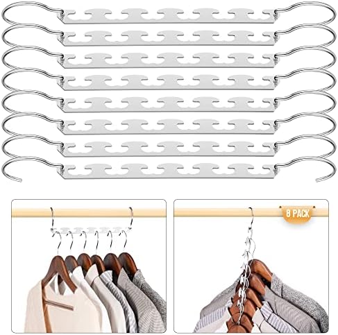 HOUSE DAY Closet Organizers and Storage Magic Hangers Stainless Steel Space Saving Hangers Upgraded Sturdy Drop Down Hanger Clothes Hangers Space Saving College Dorm Room Essentials 8PACK by HOUSEDAY