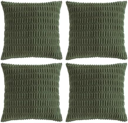 Fancy Homi 4 Packs Decorative Throw Pillow Covers for Living Room Couch Bed, Modern Farmhouse Boho Home Décor Accent Cushion Case, 20" x 20", Olive Green by Fancy+Homi