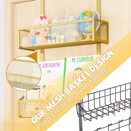 Kaiferty Over The Door Hooks Organizer, Coat Rack Over The Door Storage Hanger Towel Rack, Back of Door Storage Organizer for Bathroom,Bedroom,Kitchen,Office (Gold, 3-Tier) - Image 6