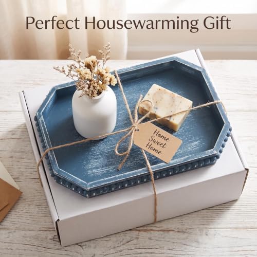 Hrastany Blue Wood Deocrative Tray, Coffee Table Tray for Centerpiece - Image 5