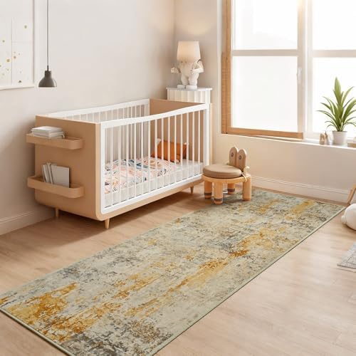 2x6 Beige Rug Runners for Hallways Kitchen Runner Rug Non Slip Washable Tan Long Runner Rugs with Rubber Backing Soft Abstract Carpet Runner for Bedroom, Kitchen, Bathroom, Entryway - Image 4