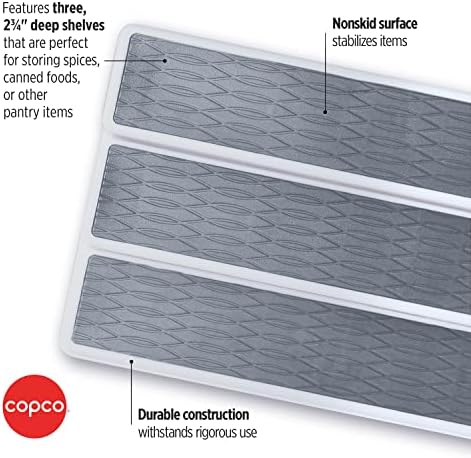 Copco Non-Skid 3-Tier Spice Pantry Organizer, 15-Inch, Durable Gray - Image 3