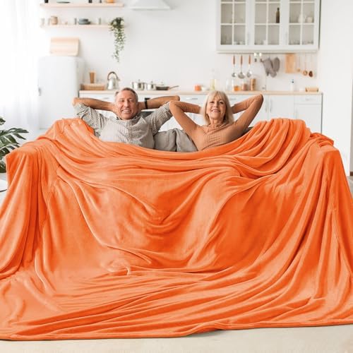 BEDELITE Fleece Blanket Soft Fall Oversized Bed Blanket Orange 120"x120" by BEDELITE