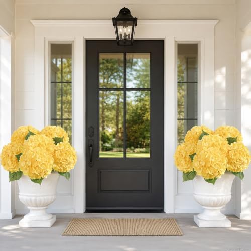 4 Pcs Real Touch Hydrangea Artificial Flowers, 21" Fake Flowers, Yellow - Image 5