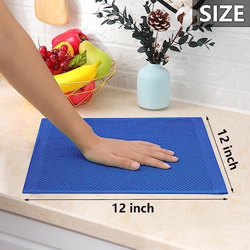 Homaxy 100% Cotton Waffle Weave Kitchen Dish Cloths 8-Pack, Blueberry - Image 5