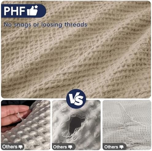 PHF Ultra Soft Waffle Weave Euro Shams 26" x 26", Khaki, No Insert - Image 4