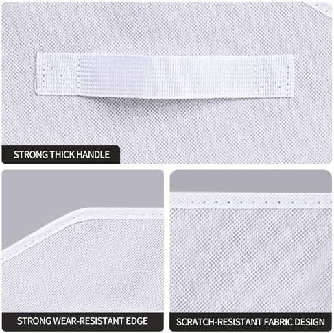 Homsorout Closet Baskets for Shelves Trapezoid - Decorative Storage Baskets with Handle, Closet Bins for Organization, Shelf Storage Bins for Clothes, Books, Home, Office, 3 pack, White - Image 7