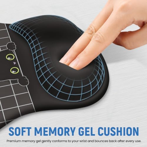 Ergonomic Mouse Pad with Wrist Rest, Gel Wrist Support, Black Cat - Image 3