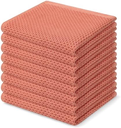 Homaxy 100% Cotton Waffle Weave Kitchen Dish Cloths 8-Pack, Coral by Homaxy
