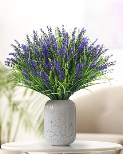 ZINHO 24 Bundles Artificial Flowers Outdoor, Faux Lavender Flowers with Grass UV Resistant Artificial Plants for Outdoor Outside Hanging Planter Window Box Garden Patio Front Porch Decor - Image 7