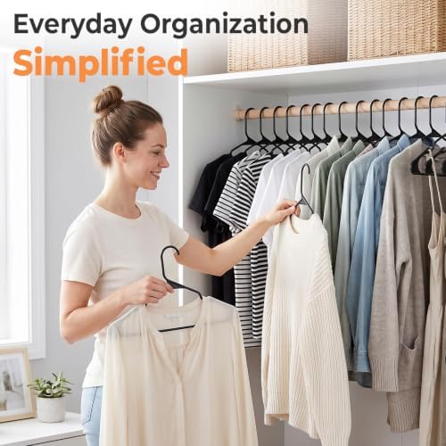 HOUSE DAY Black Plastic Hangers 10 Pack – Slim Space Saving Clothes Hangers - Image 7
