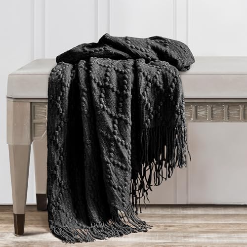 BOURINA Black Throw Blanket 50 x70 Inch Jacquard Throw Knitted Blanket - Image 5