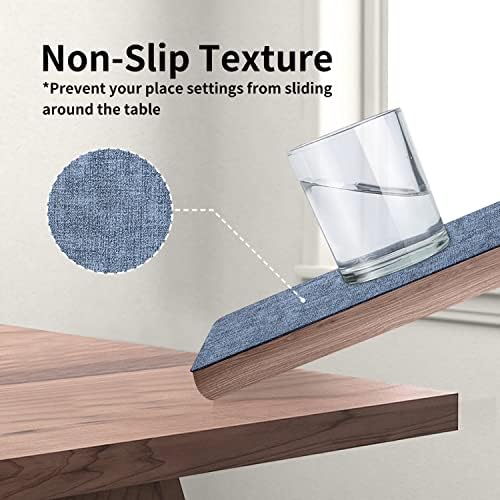 Maxpearl Faux Leather Placemats Set of 6, Easy to Clean, Blue - Image 6