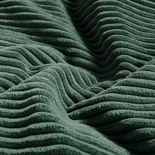 Fancy Homi Set of 2 Dark Green Long Lumbar Decorative Throw Pillow Covers 12x24 Inch for Living Room Couch Bed, Boho Farmhouse Forest Green Home Decor, Soft Corduroy Corss Textured Cushion Cas - Image 5