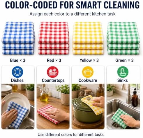 Egles 16 Pack 100% Cotton Kitchen Dish Cloths, 12 x 12 Inch - Image 5