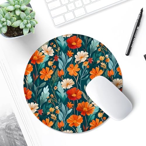 ITNRSIIET Round Mouse Pad with Stitched Edge Premium-Textured Waterproof Non-Slip Rubber Base Desktop Protection Mat Diameter 8.7 inches, Beautiful Flowers - Image 6