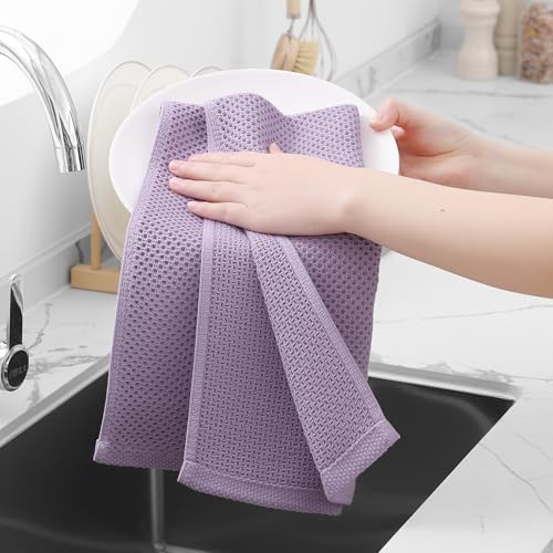 Homaxy 100% Cotton Waffle Weave Kitchen Dish Towels 4-Pack, Lavender - Image 4